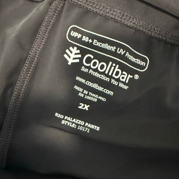 Coolibar Women's Rio Palazzo Pants Plus Size 2X NEW Black Swim Beach Resort UPF - Picture 5 of 10